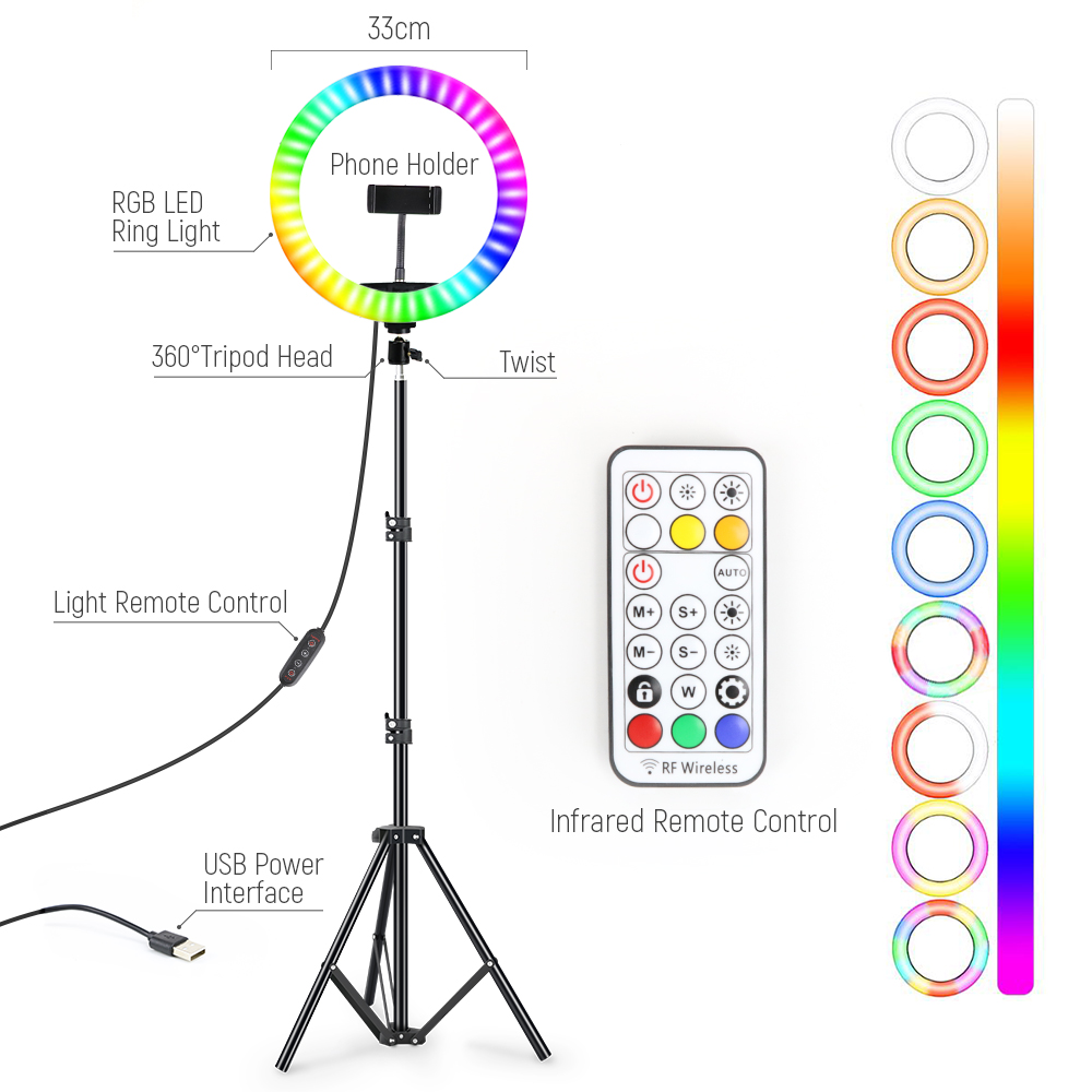 Photography Lighting System - 13inch RGB Led Selfie Ring Light
