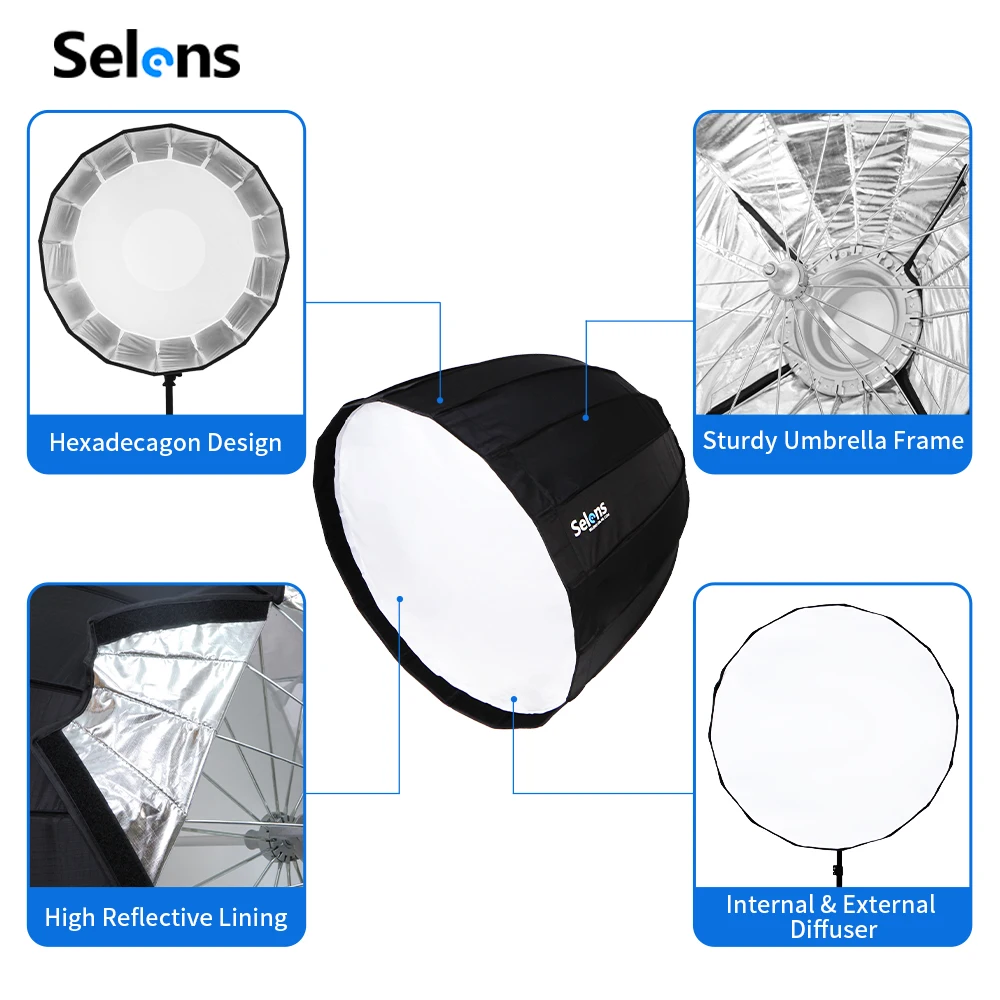 Selens 70/90/120cm Foldable Um - Parabolic Umbrella Deep avis et prix