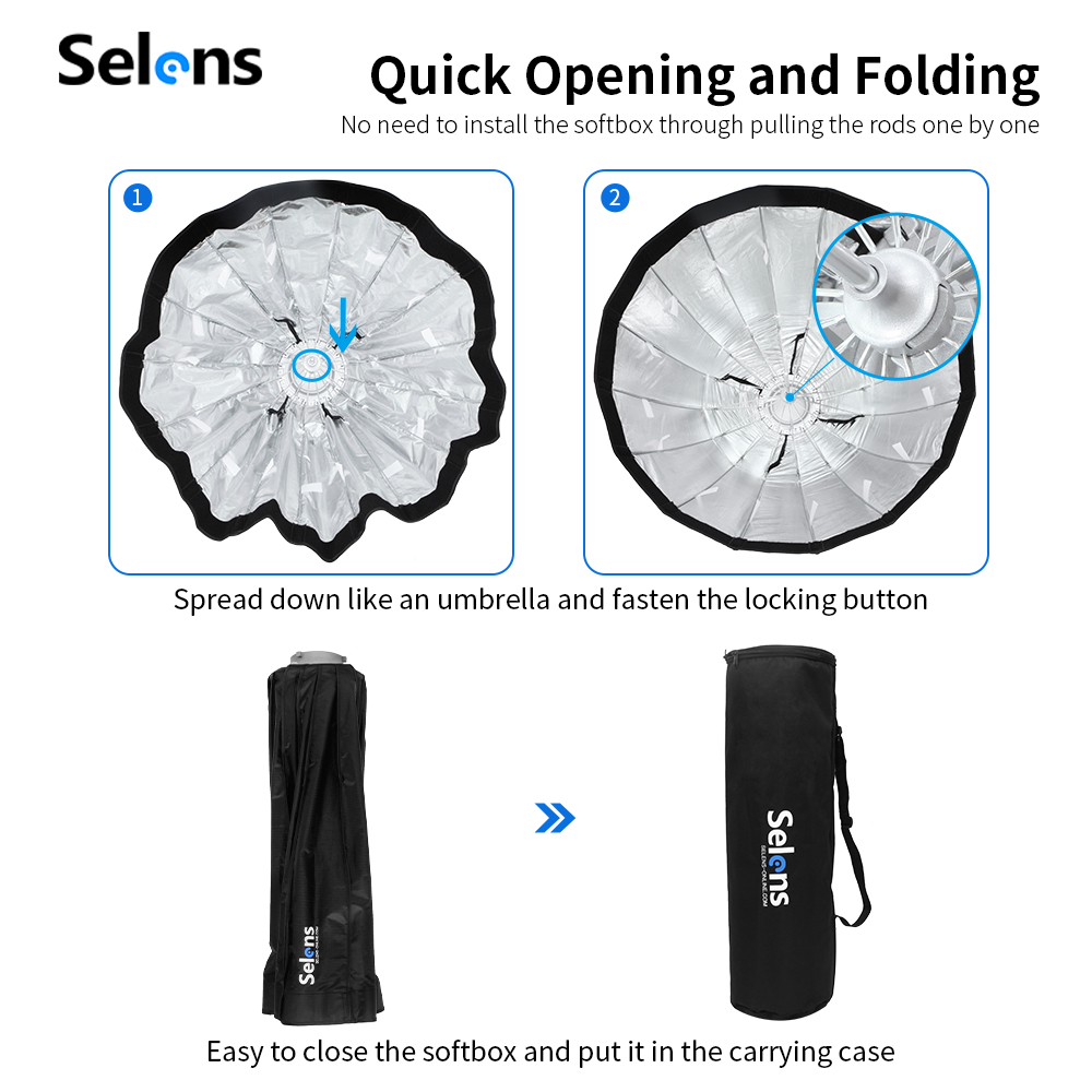 Selens 70/90/120cm Foldable Um - Parabolic Umbrella Deep avis et prix