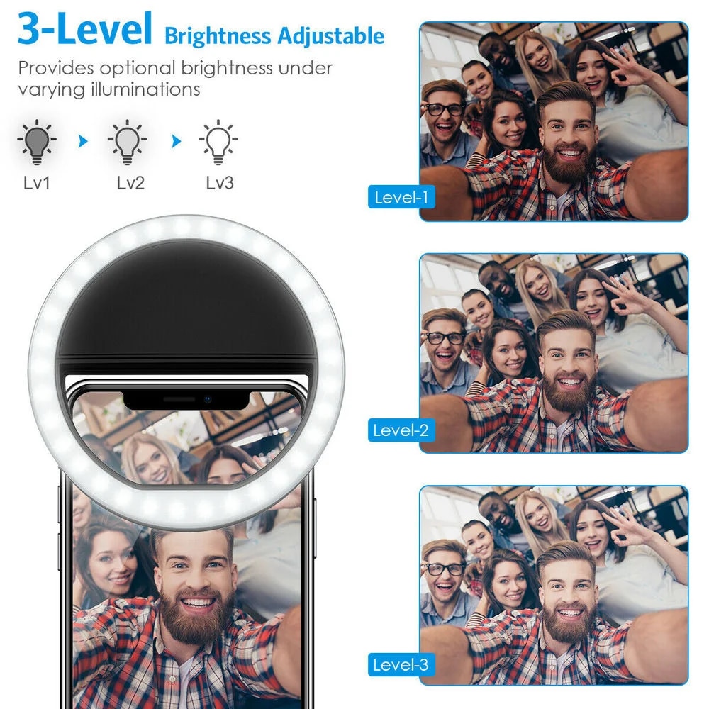 USB Rechargeable LED Selfie Ri - Photography Lightning avis et prix