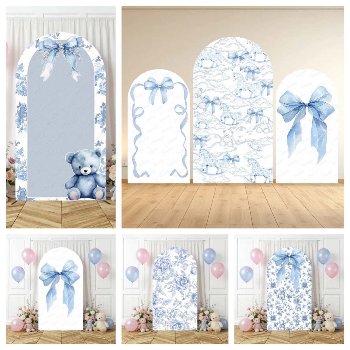 Blue Floral Bow Arch Backdrop  - Photography Lighting Backdrop avis et prix