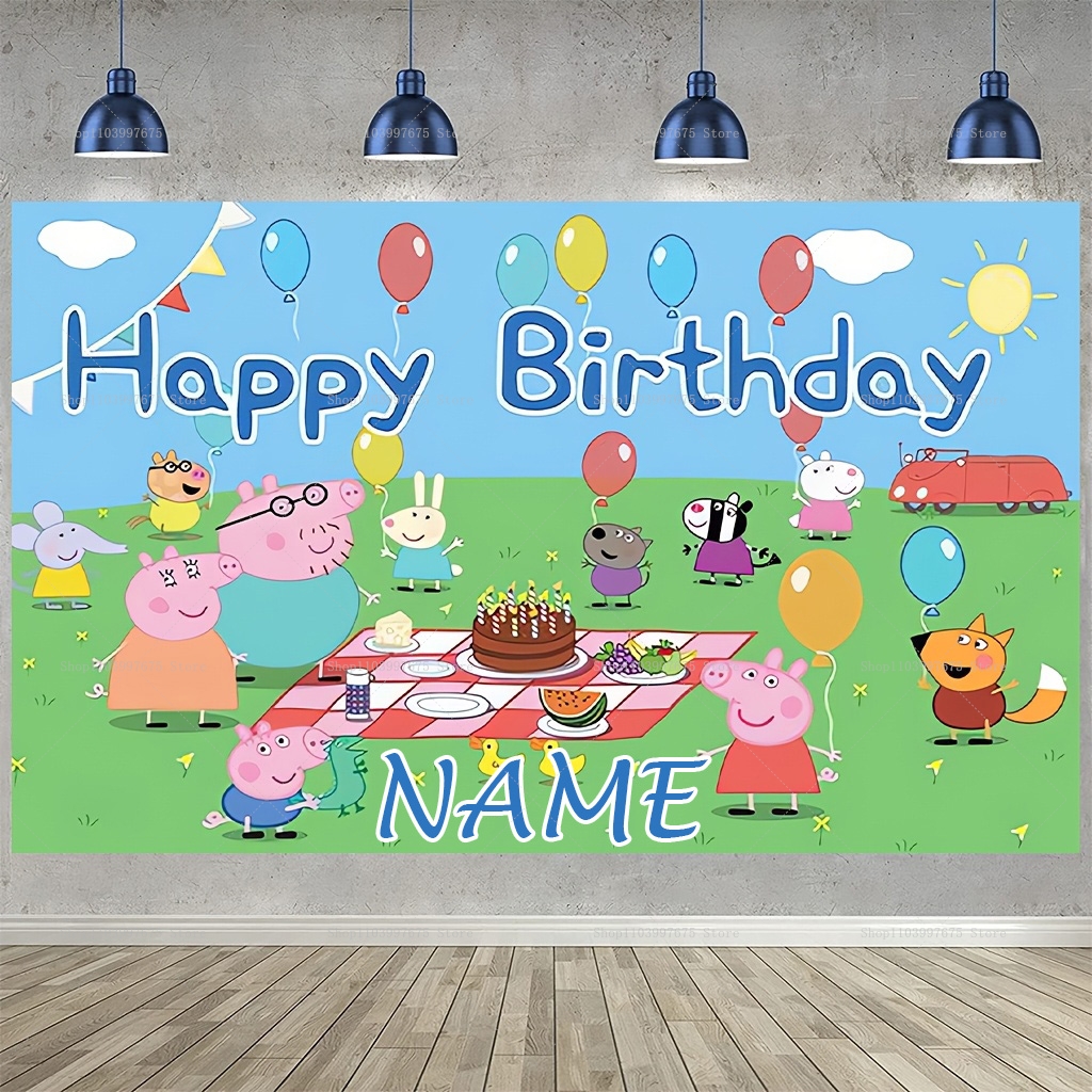 Custom Name Cartoon Peppa Pig  - Photography Lighting Backdrop avis et prix