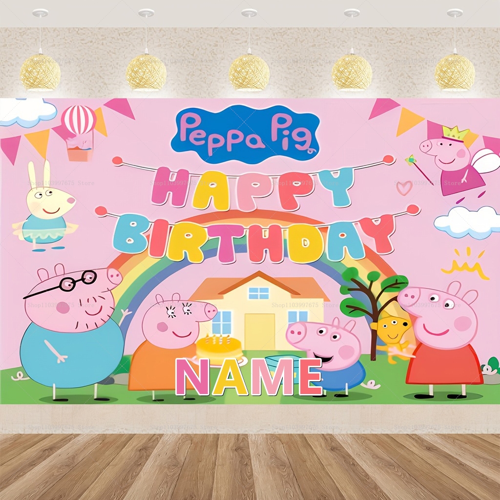 Custom Name Cartoon Peppa Pig  - Photography Lighting Backdrop avis et prix