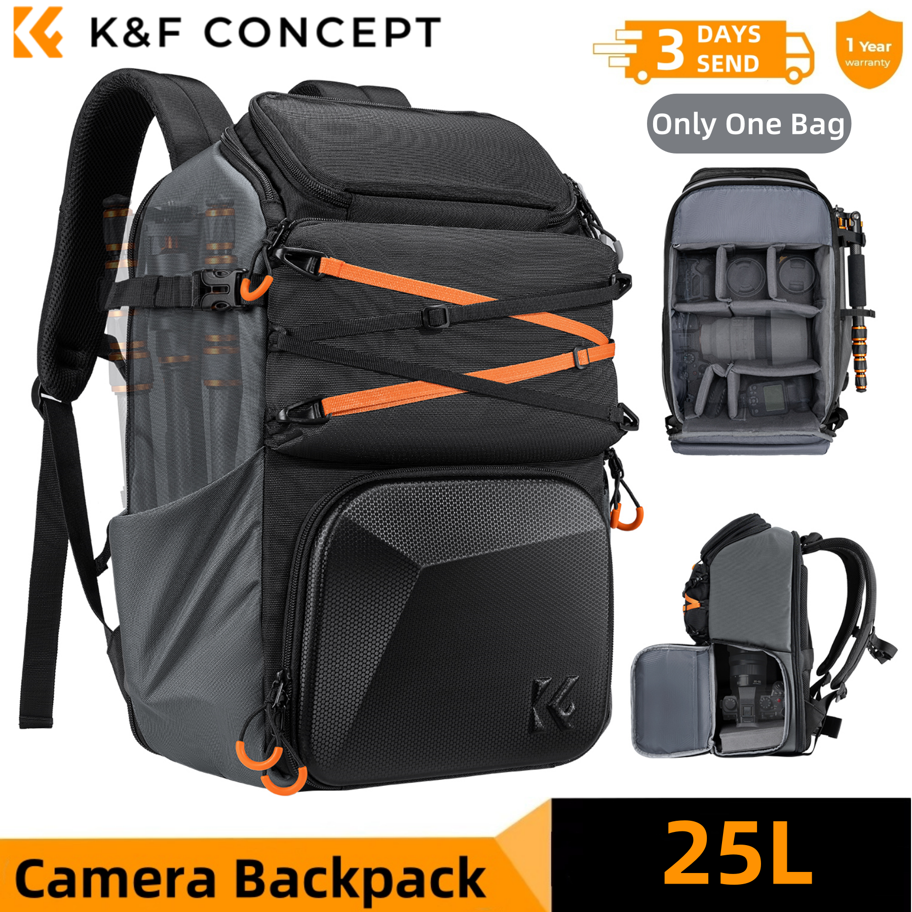 K&F CONCEPT 25L Outdoor Camera - Photography Lighting Equipment Bags avis et prix