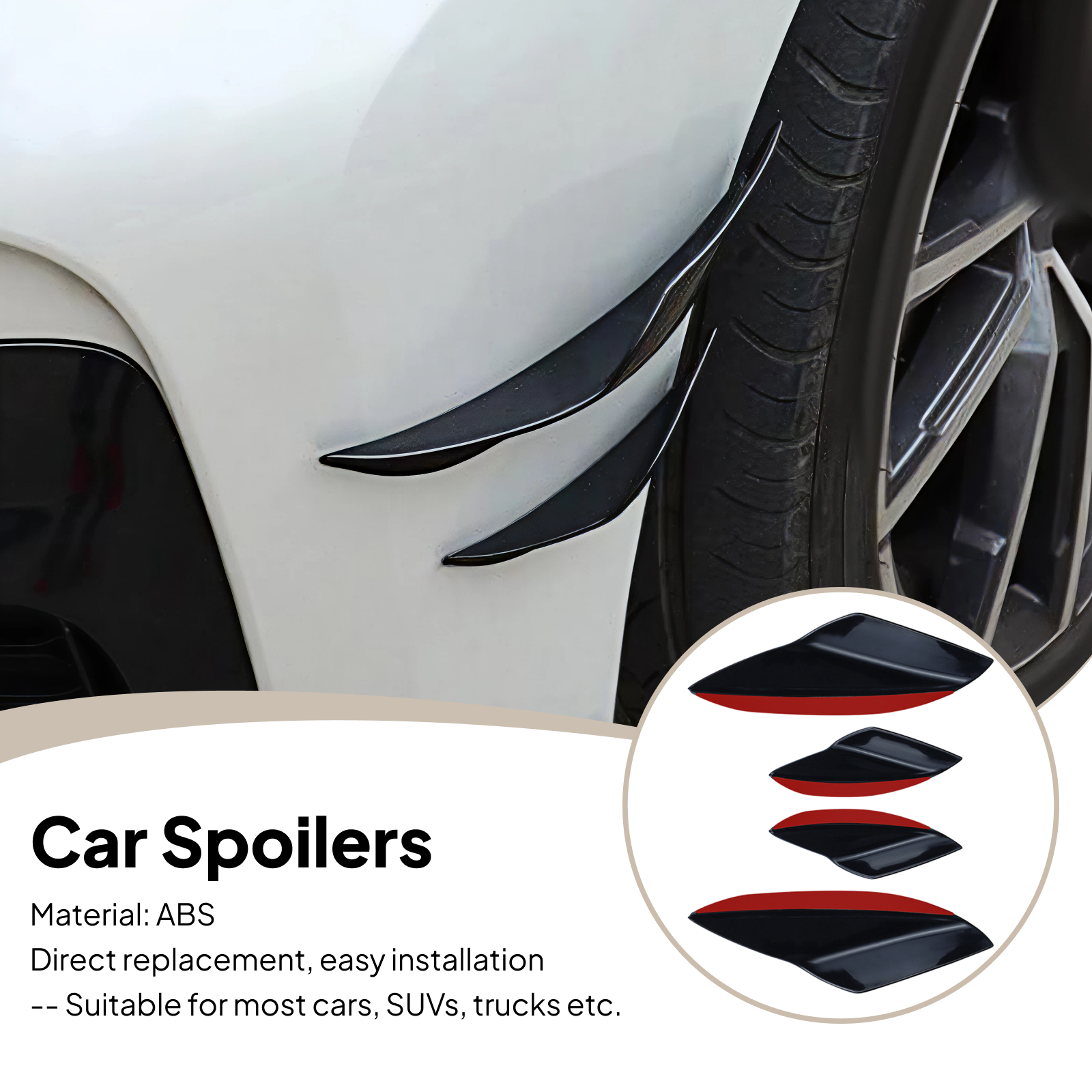 4Pcs Car Spoiler Canards Set S - Diffusion Material Roll avis et prix