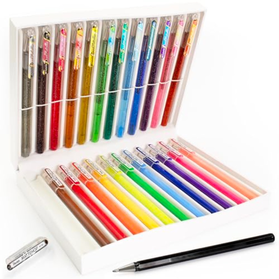 24 Colour Gel Pen Set - 12 Mat - Coloured Gel Set avis et prix