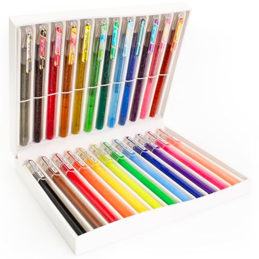 24 Colour Gel Pen Set - 12 Mat - Coloured Gel Set avis et prix